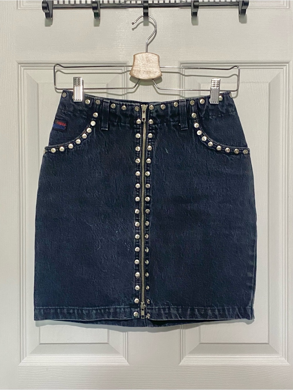 Cobra Denim Vintage Stud-Trim Mini Skirt